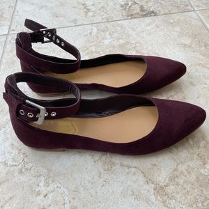 DV8 burgundy suede ankle flats size 9.5